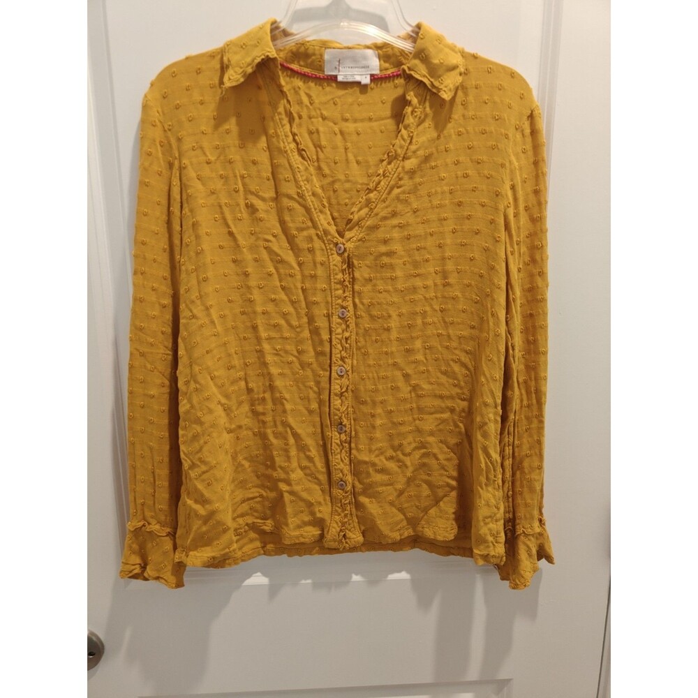 Anthropologie Lynnie Textured Sleep Top Women’s Small Gold Fall Loungewear
